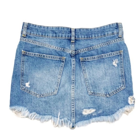 Free People Wild Rose Embroidered Jean Denim Skirt Size 25 - Picture 6 of 8